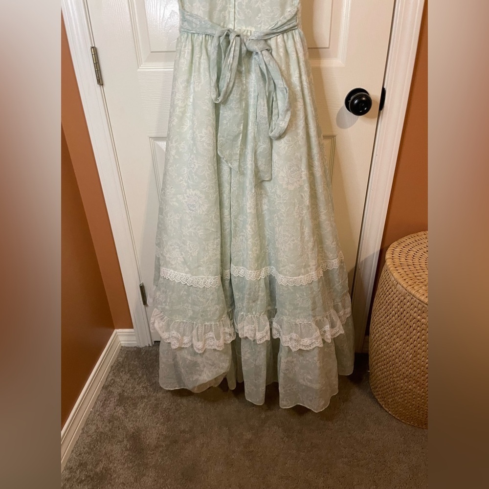 Gunne Sax Victorian Vintage 1970s Blue Floral Lace Dress in Size 5 *Rare* - Picture 13 of 16